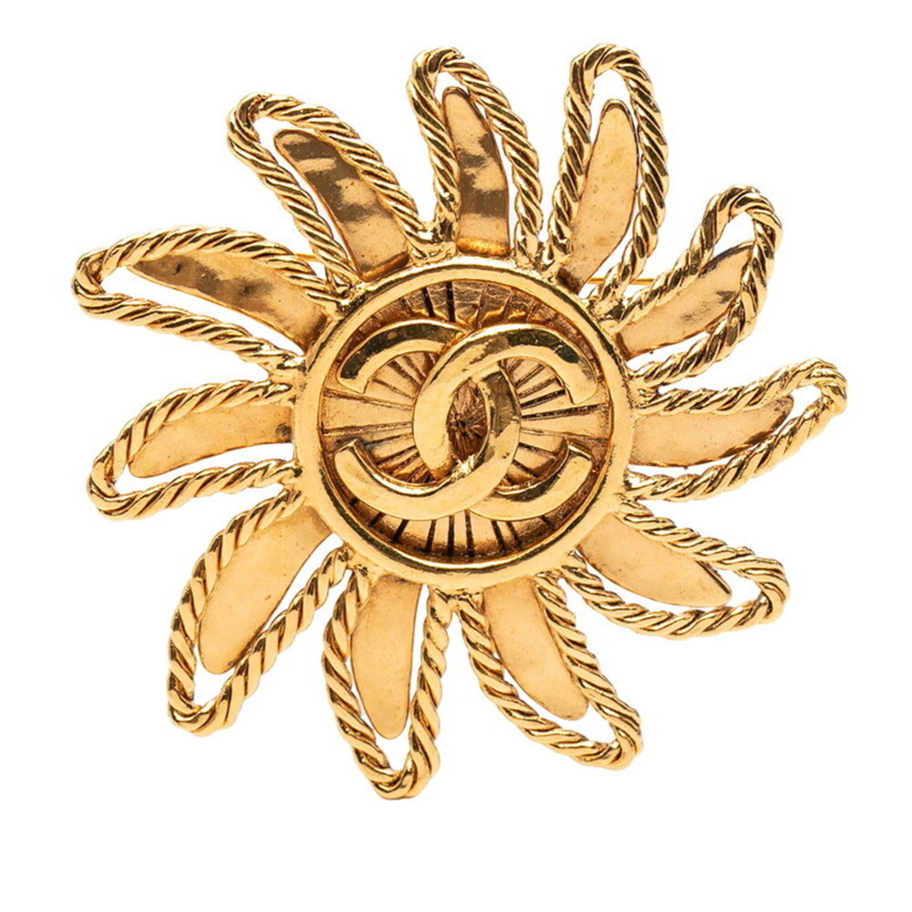 CHANEL Authentic Vintage Gold Logo Brooch - Picture 1 of 4
